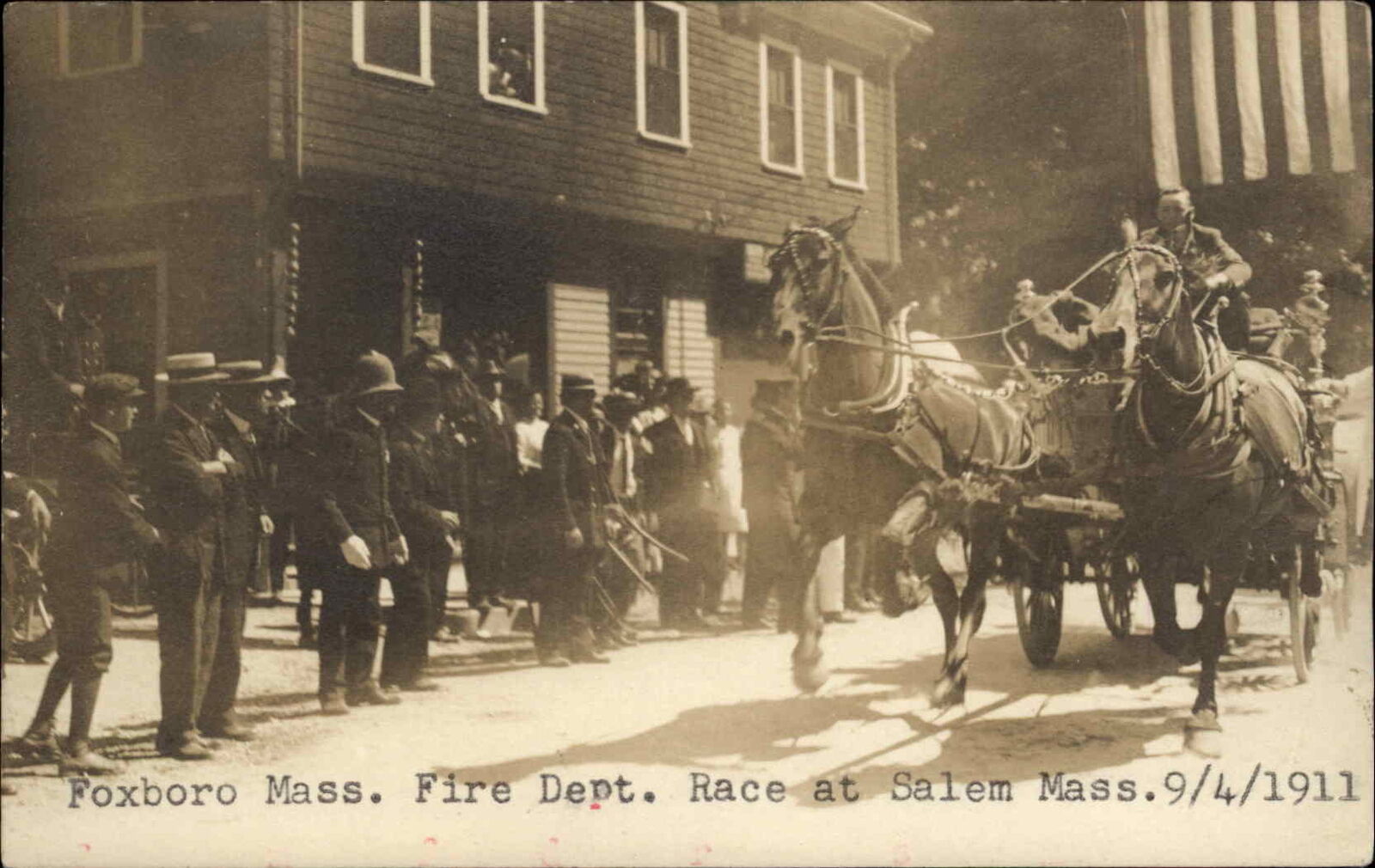 SALEM MA Foxboro MA Fire Dept Race 1911 Real Photo Postcard