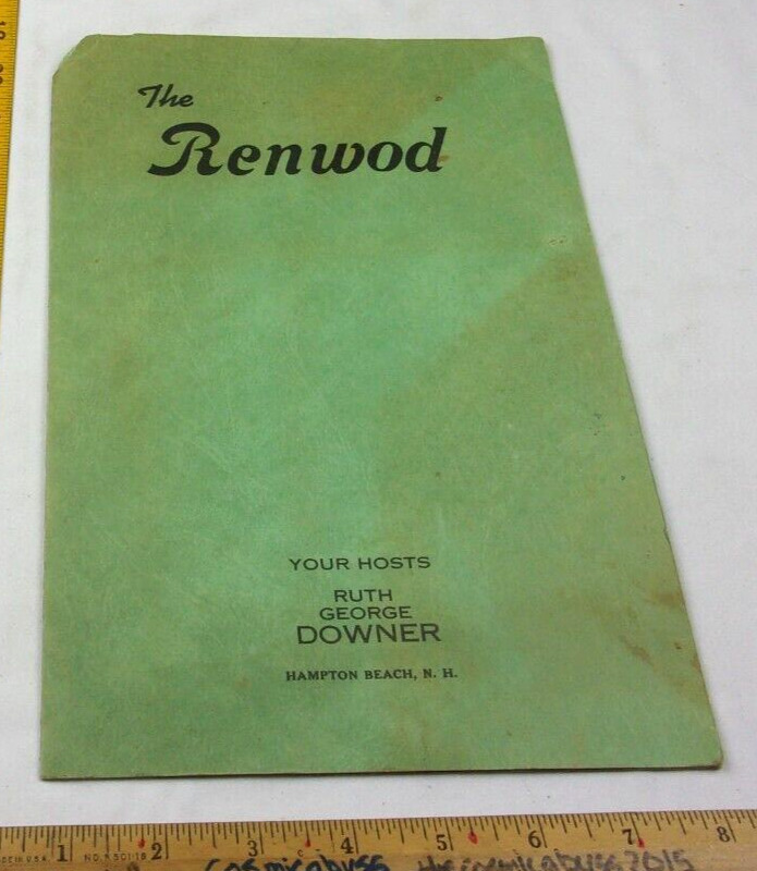 The Renwood restaurant menu 1953 Hampton Beach New Hampshire