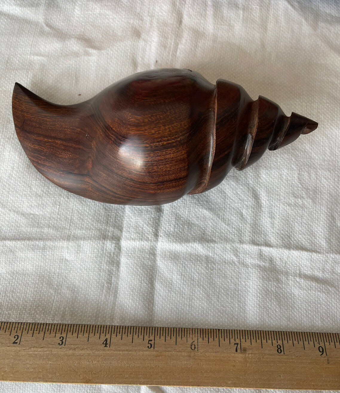 VTG MCM Handcrafted Carved Wood Snail Forestcore Cottagecore Beach Figure Decor