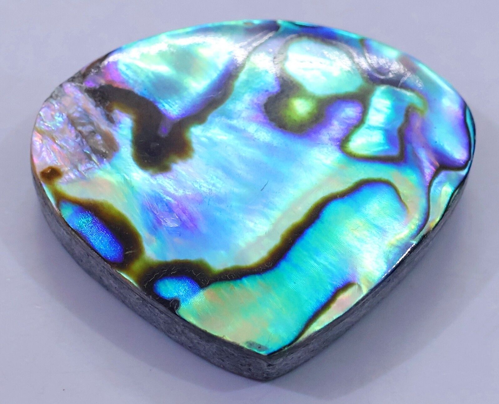 43 CT 100% NATURAL RAINBOW FIRE ABALONE SHELL PEAR CABOCHON GEMSTONE EM-686