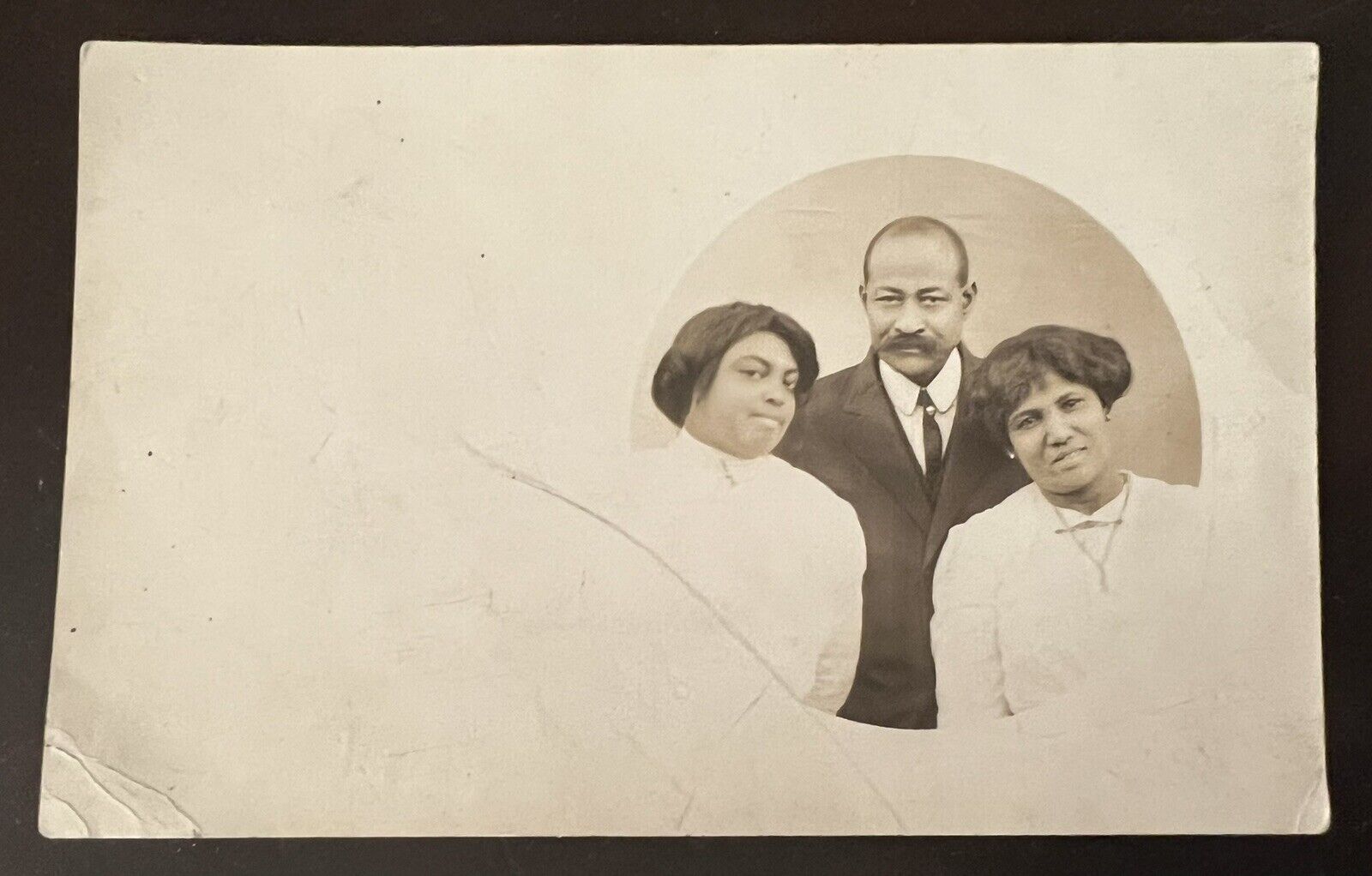ATQ 1910s Pre-WW1 RPPC Postcard African American Family Studio Portrait UNP