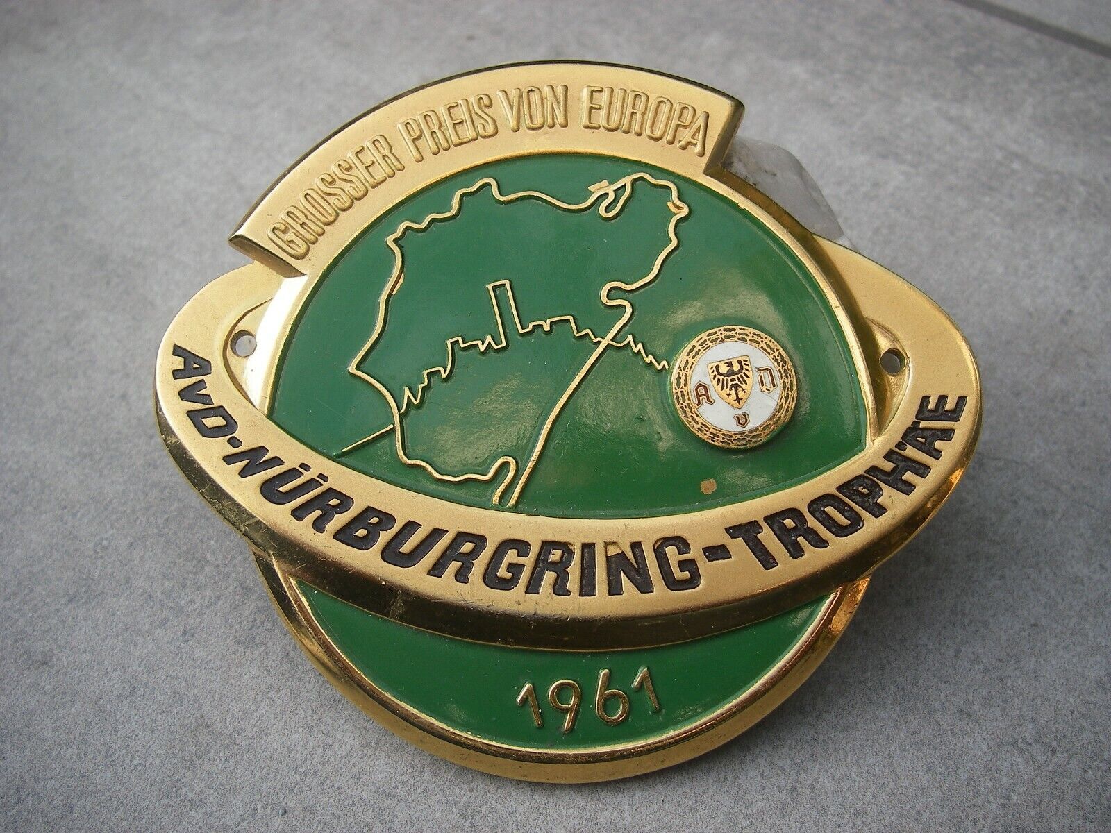 AvD GERMANY - GRAND PRIX of EUROPE - NUERBURGRING TROPHY 1961 Badge Plakette