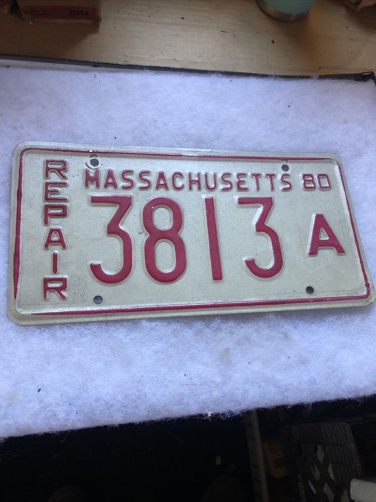 1980 Massachusetts Repair License Plate 3813 A