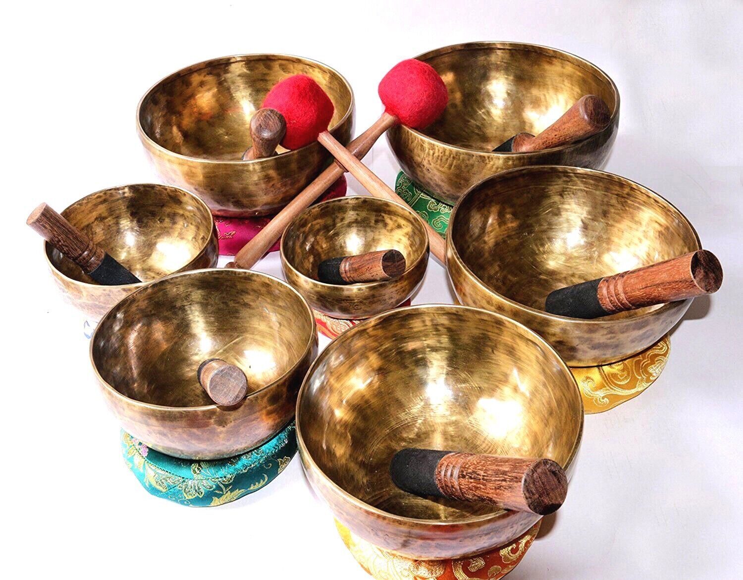Singing Bowl Set of 7- Handmade chakra sets 4-8'' singing bowls-Tibetan bowls