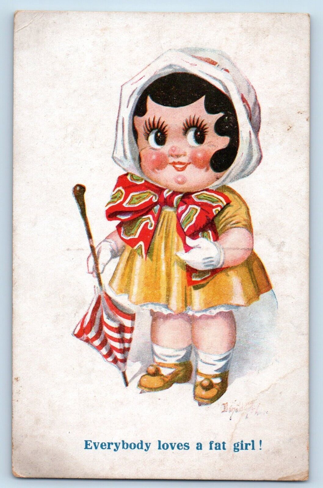 McGill Artist Signed Postcard Cute Little Girl With Umbrella c1910's Antique