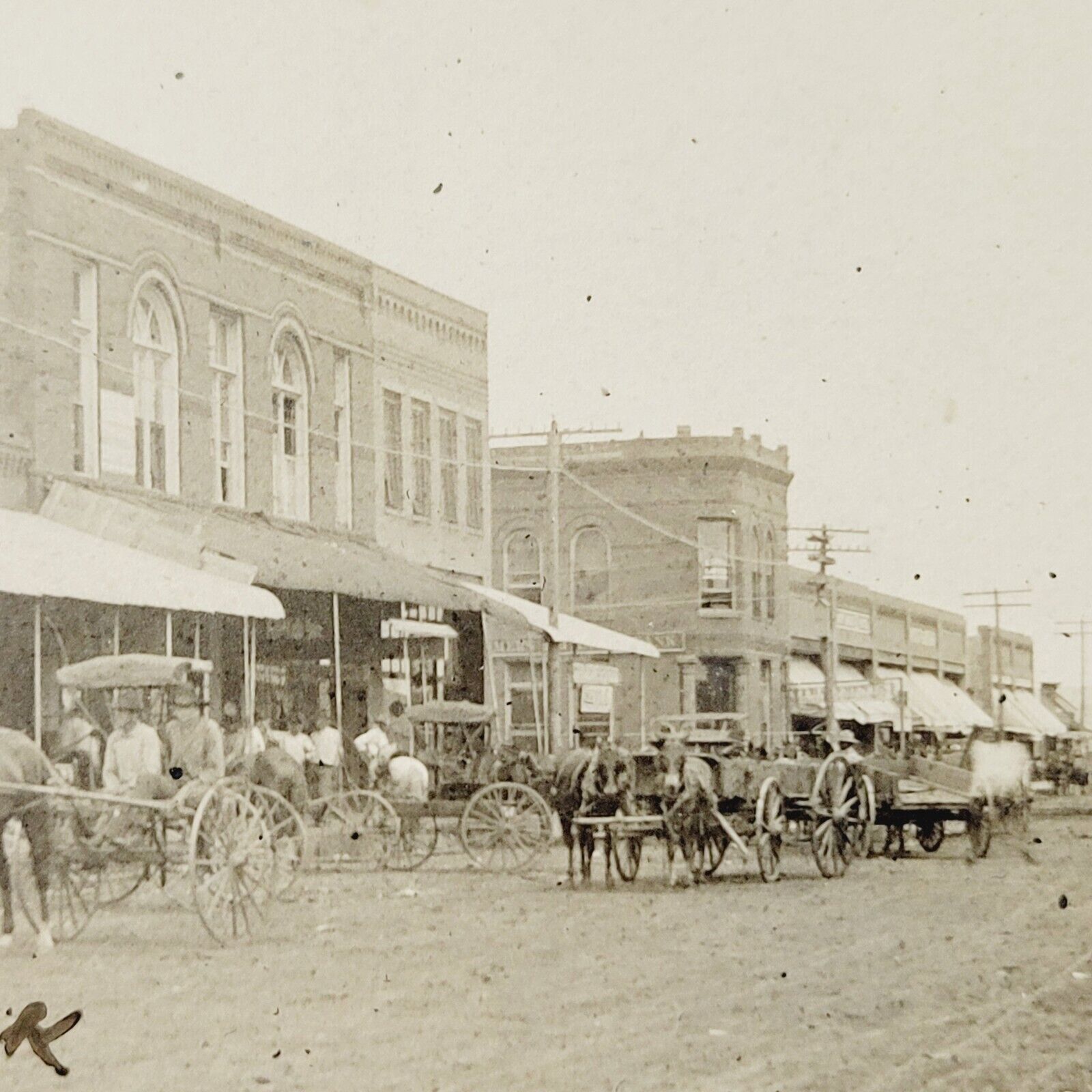 Rare 1909 RPPC Postcard Lindsay Oklahoma Street Scene Horses Garvin County OK