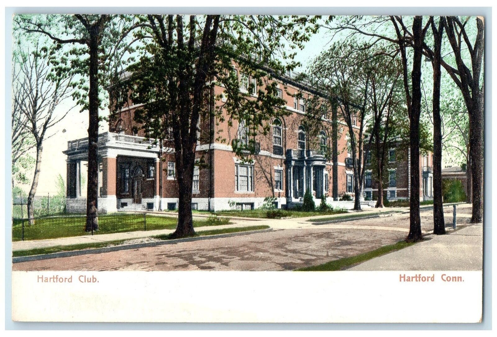 c1905 Hartford Club Building Dirt Road Entryway Hartford Connecticut CT Postcard