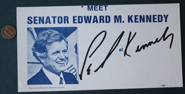 1980 Massachusetts Senator Ted Kennedy for President HAND SIGNED rally leaflet--