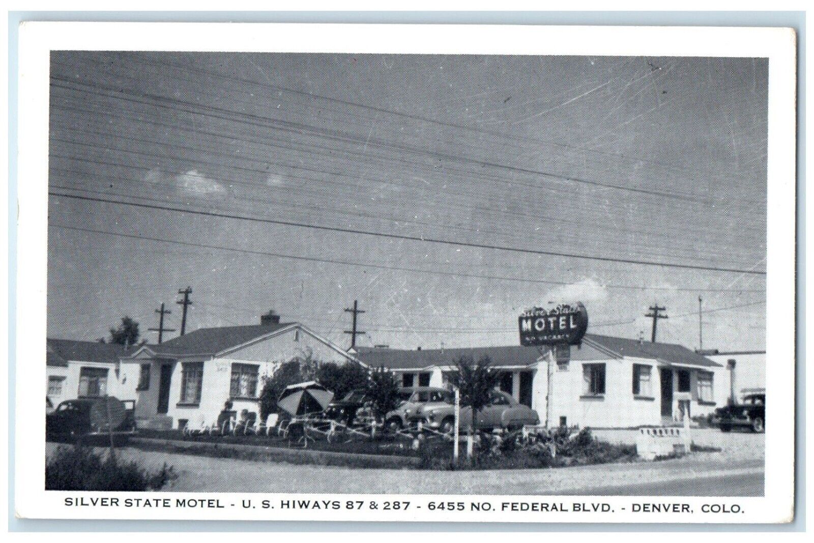 c1930\'s Silver State Motel Federal Blvd. Cars Denver Colorado CO Postcard