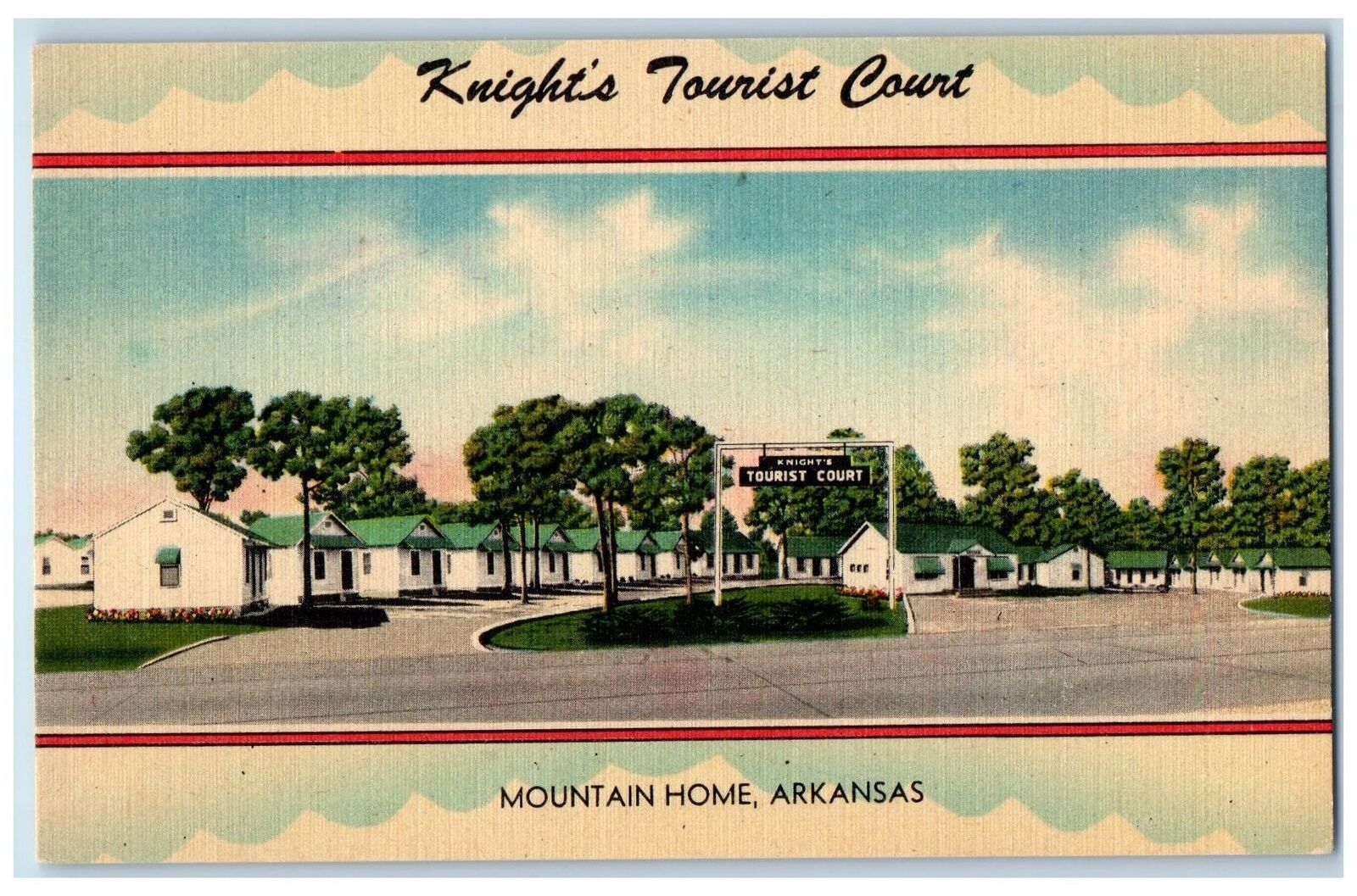 c1940's Knight's Tourist Court & Restaurant Mountain Home Arkansas AR Postcard