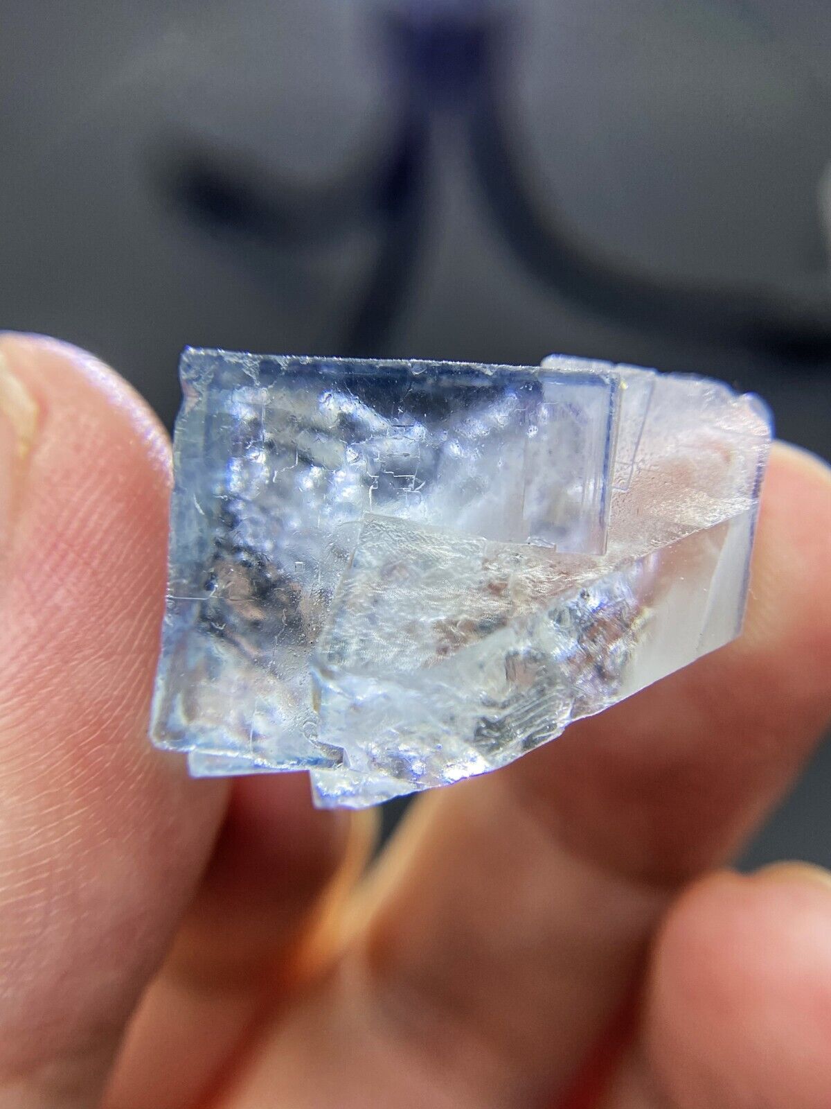 10.7g Exquisite Natural blue border transparent fluorite crystal,Yaogangxian