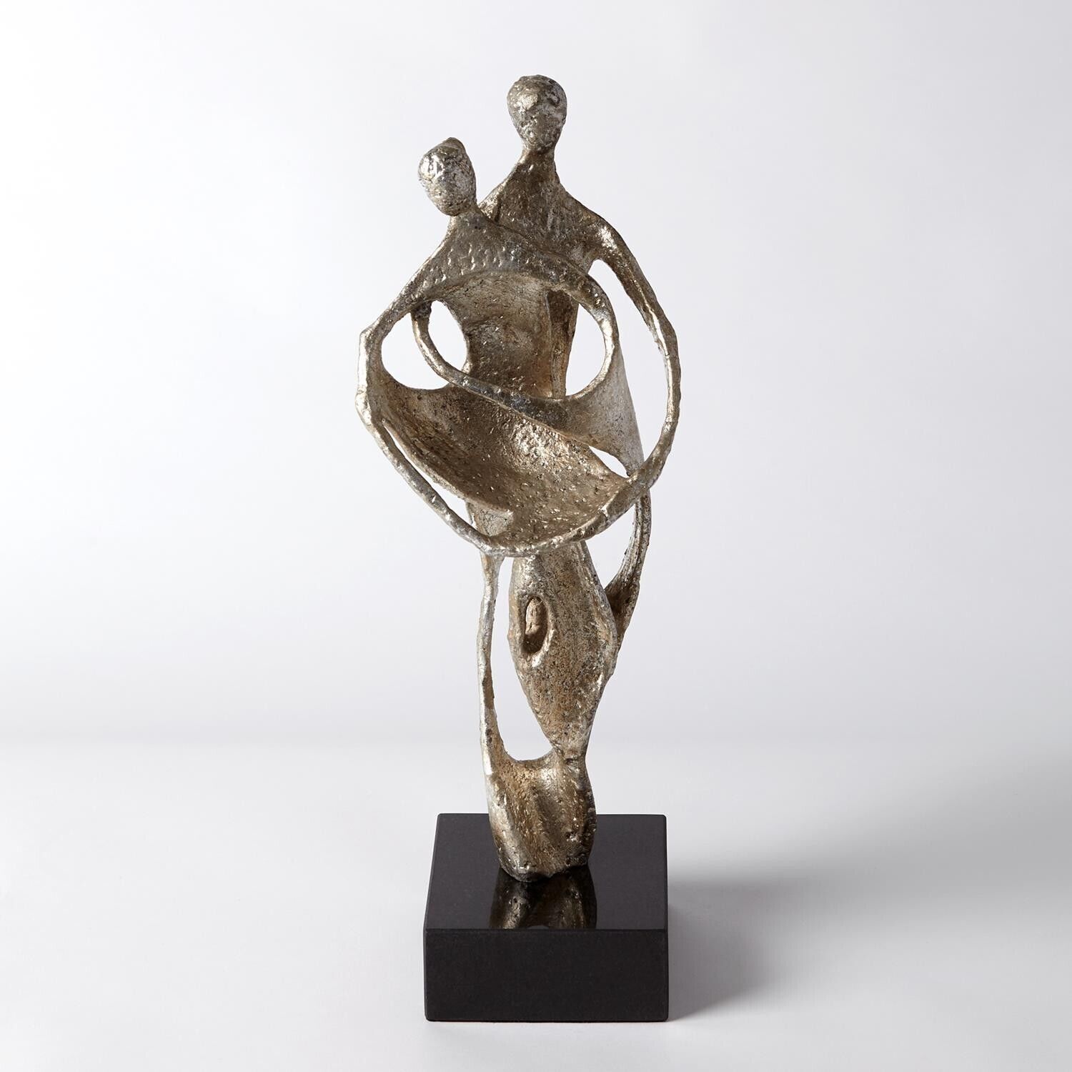 Husband and Wife Sculpture - Silver Leaf, Rear Tender Embrace in Solid Iron, GV