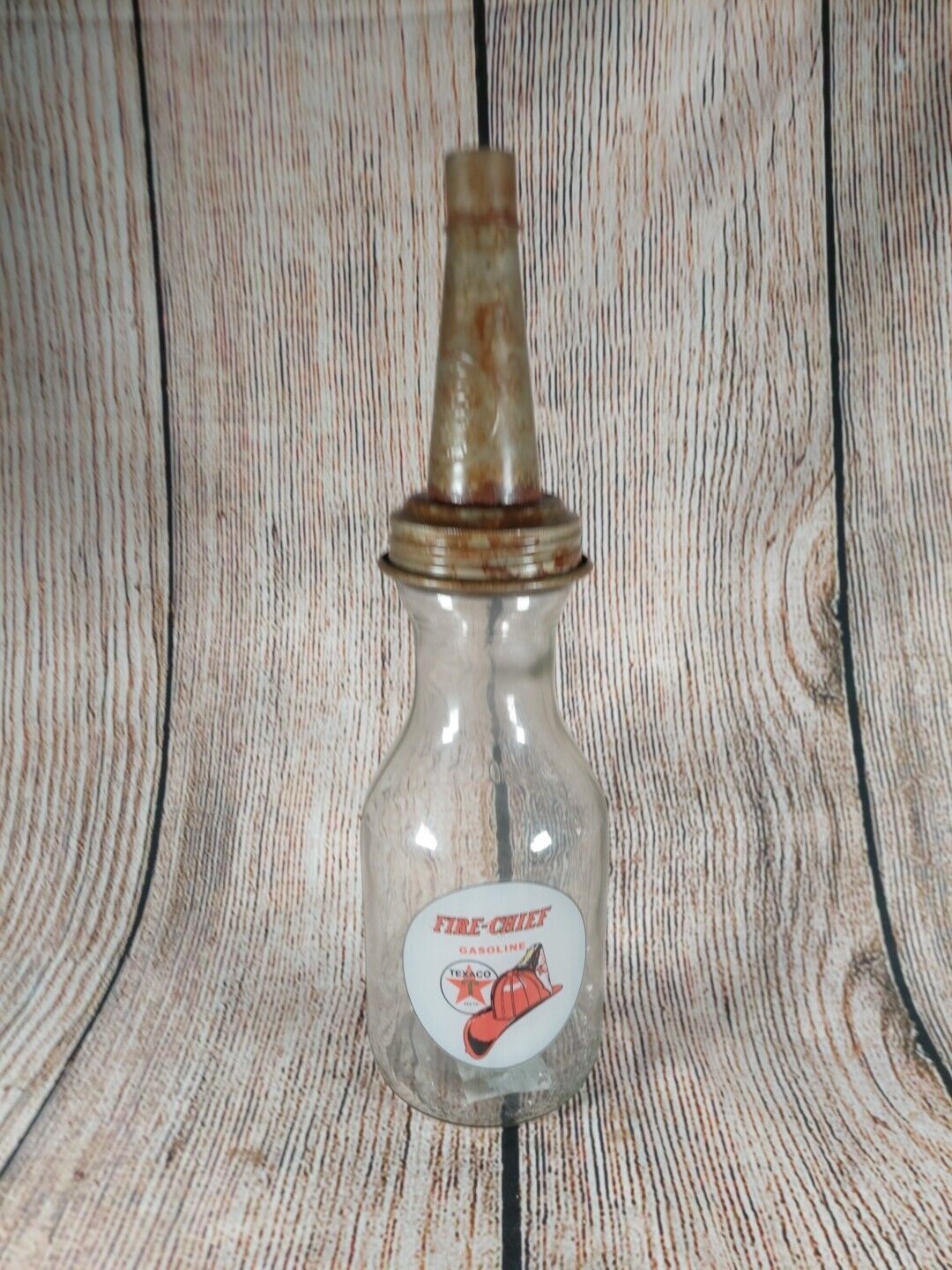Texaco Fire Chief Antique Reproduction Glass Oil Jar