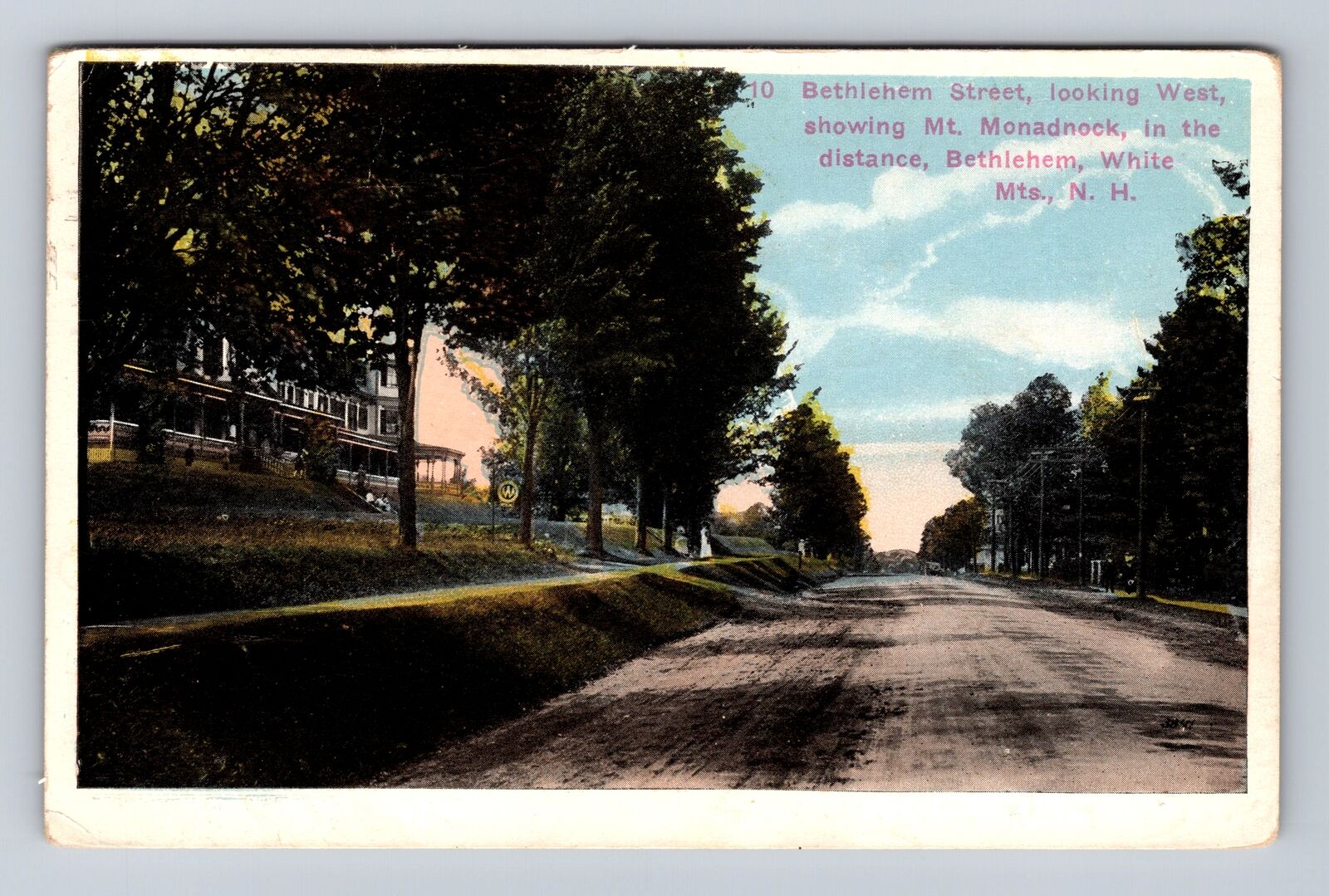 White Mts NH-New Hampshire, Bethlehem Street Looking West Vintage c1924 Postcard