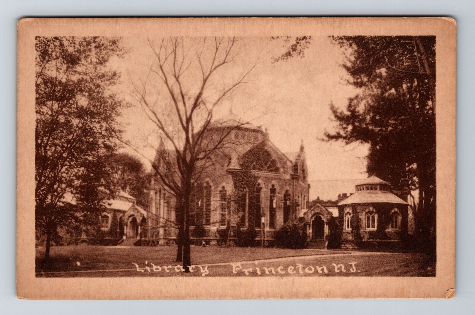 Princeton NJ-New Jersey, Library, Vintage Postcard