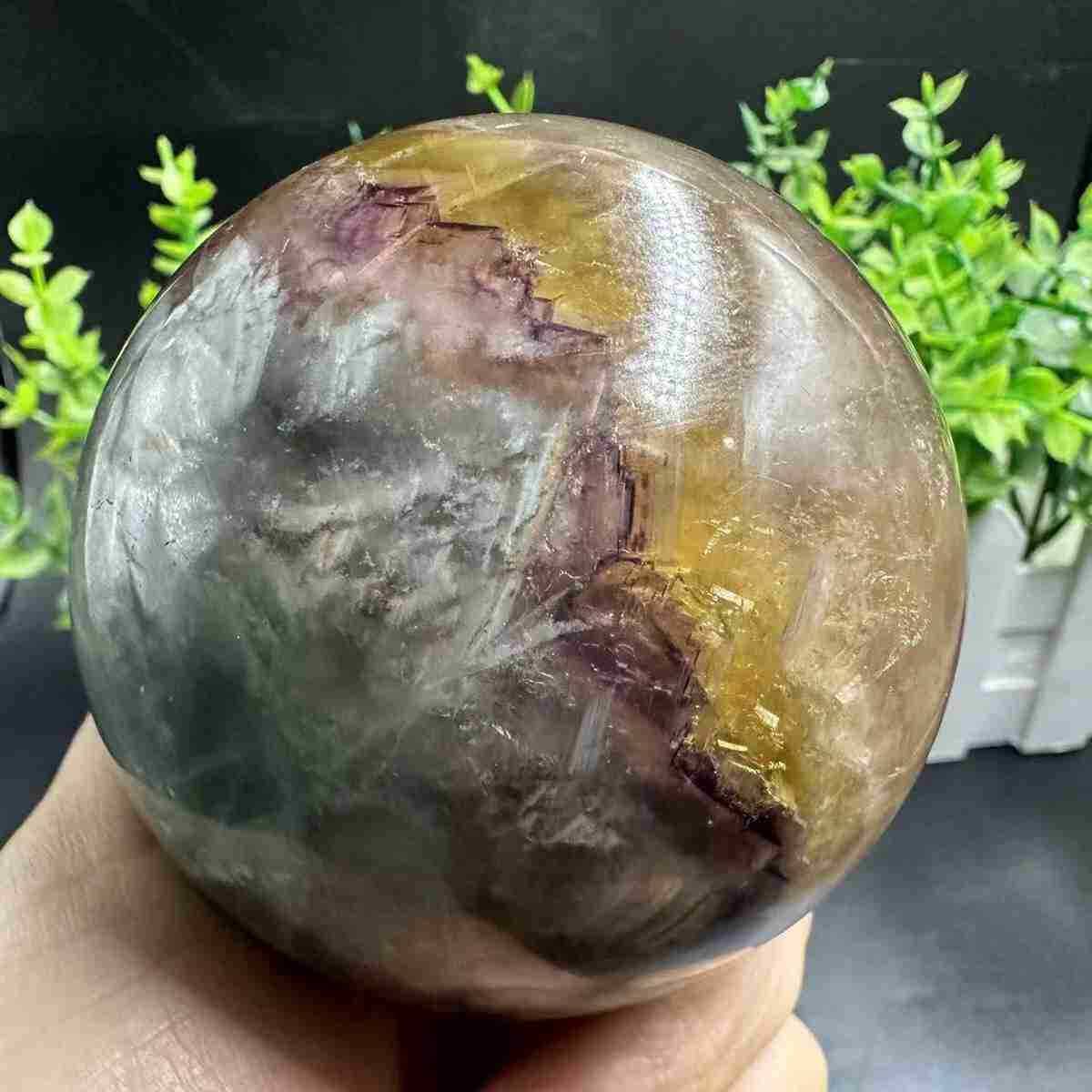 825g Natural Fluorite Quartz Sphere Crystal Energy Ball Reiki Healing Gem