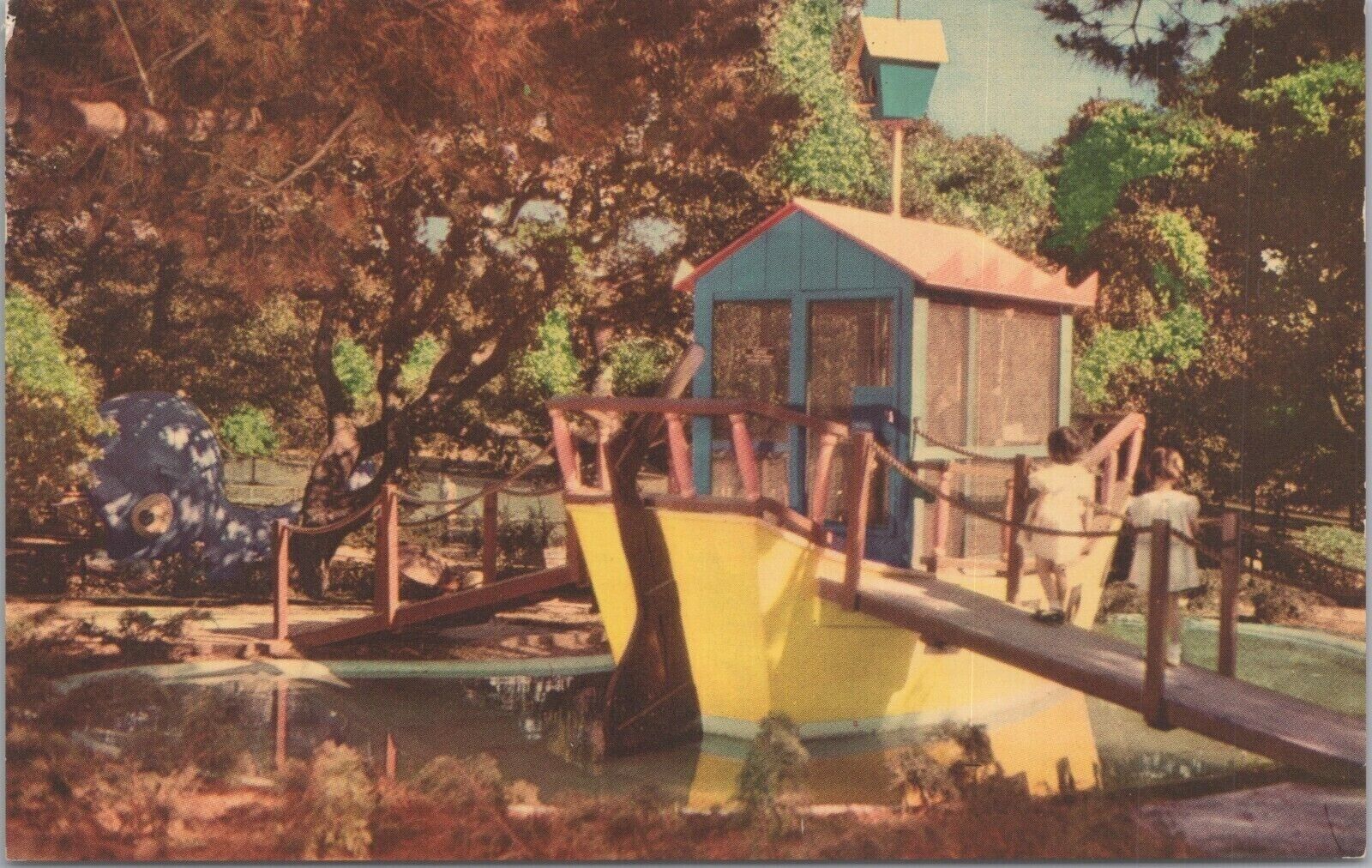 Children's Fairyland Oakland CA Noah's Ark c1950s Vintage Postcard - Unposted