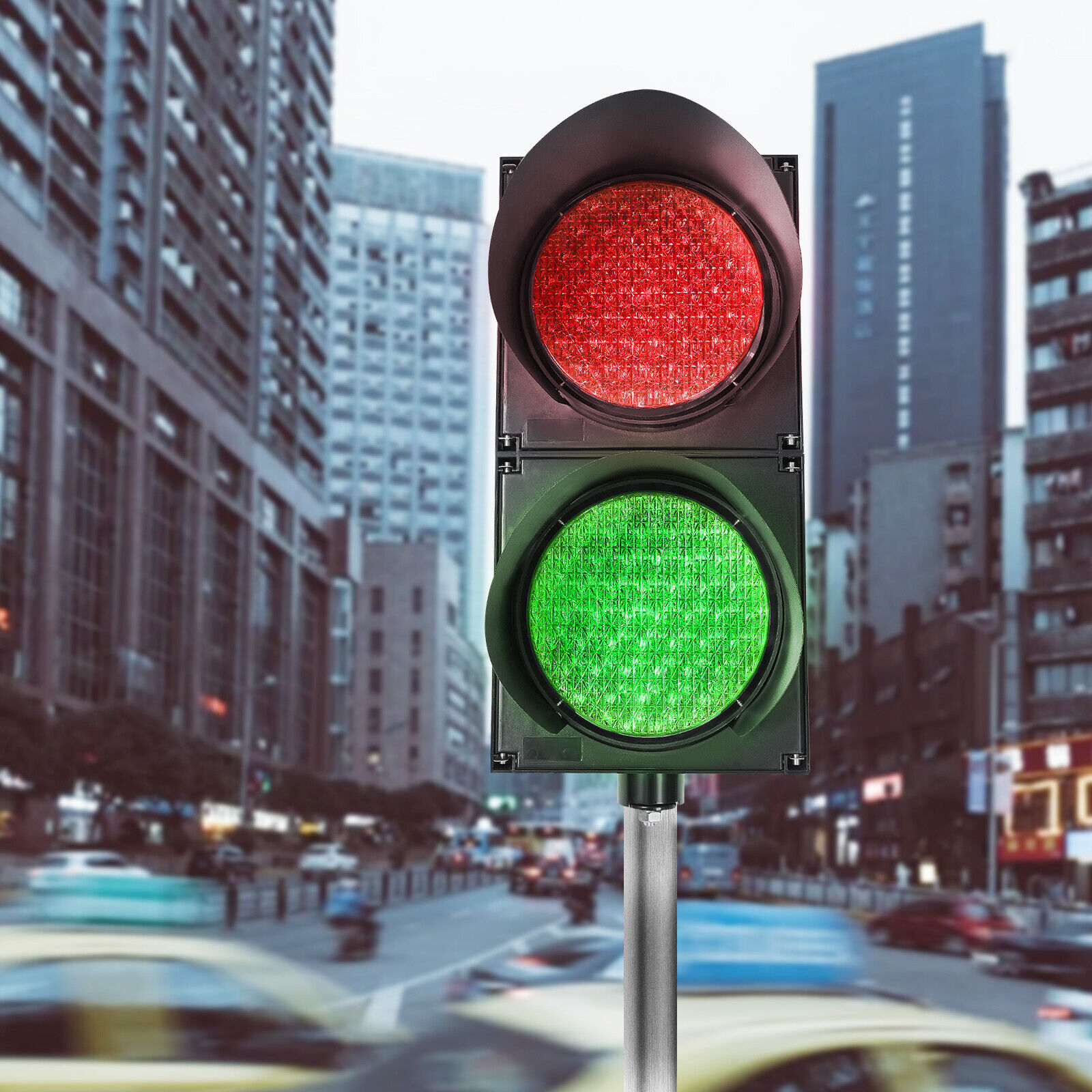 LED Traffic Signal Red/Green Lamp PC Housing IP54 Traffic Stop Light Waterproof