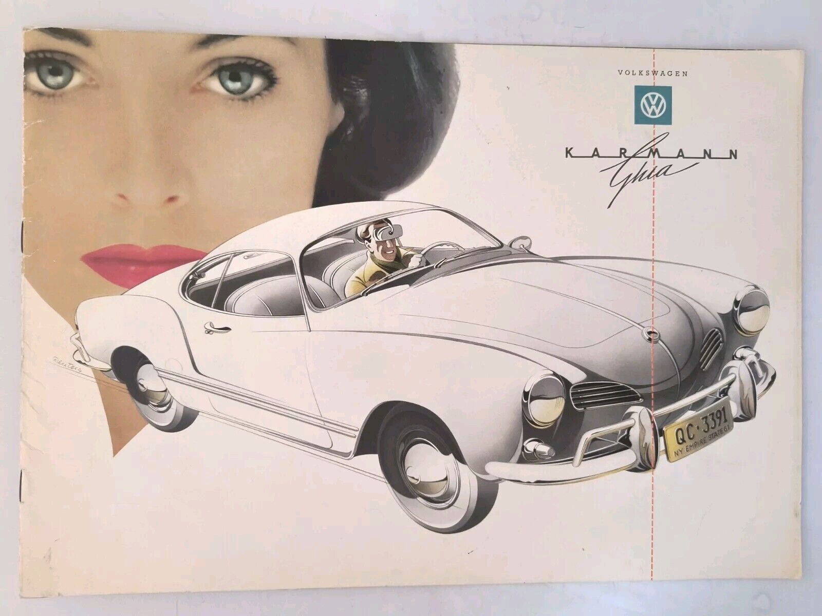 1961 Volkswagen Karmann Ghia Sales Brochure Dealer Advertising Catalog Wall 