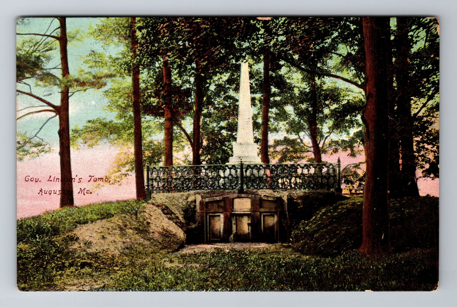 Augusta ME-Maine, Governor Lincoln\'s Tomb, Antique, Vintage c1910 Postcard