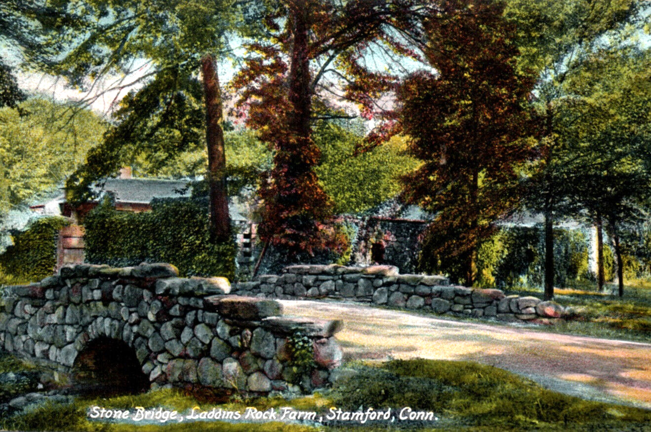 Stone Bridge Stamford Connecticut Laddins Rock Farm Postcard CT 1910