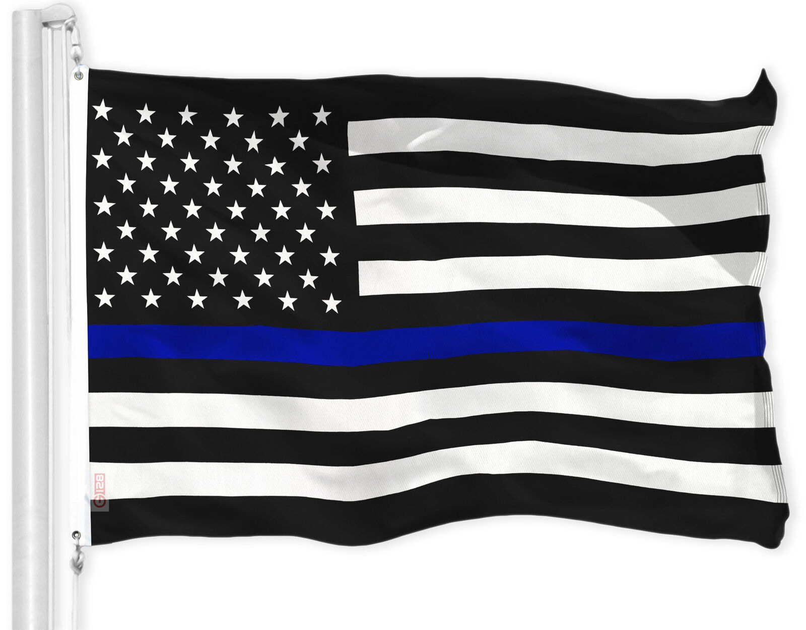 3'x5' THIN BLUE LINE 150D FLAG BLACK&WHITE, SUPPORT USA AMERICAN LAW ENFORCEMENT