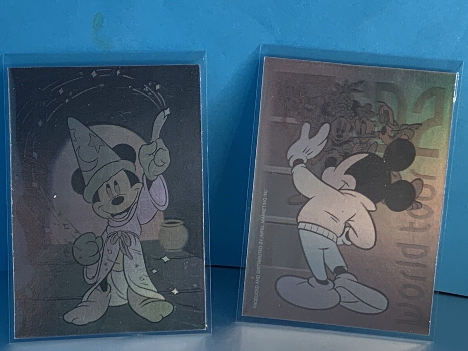 (2) DISNEY Mickey Mouse Holographic Cards, Vintage 1992 World Tour 