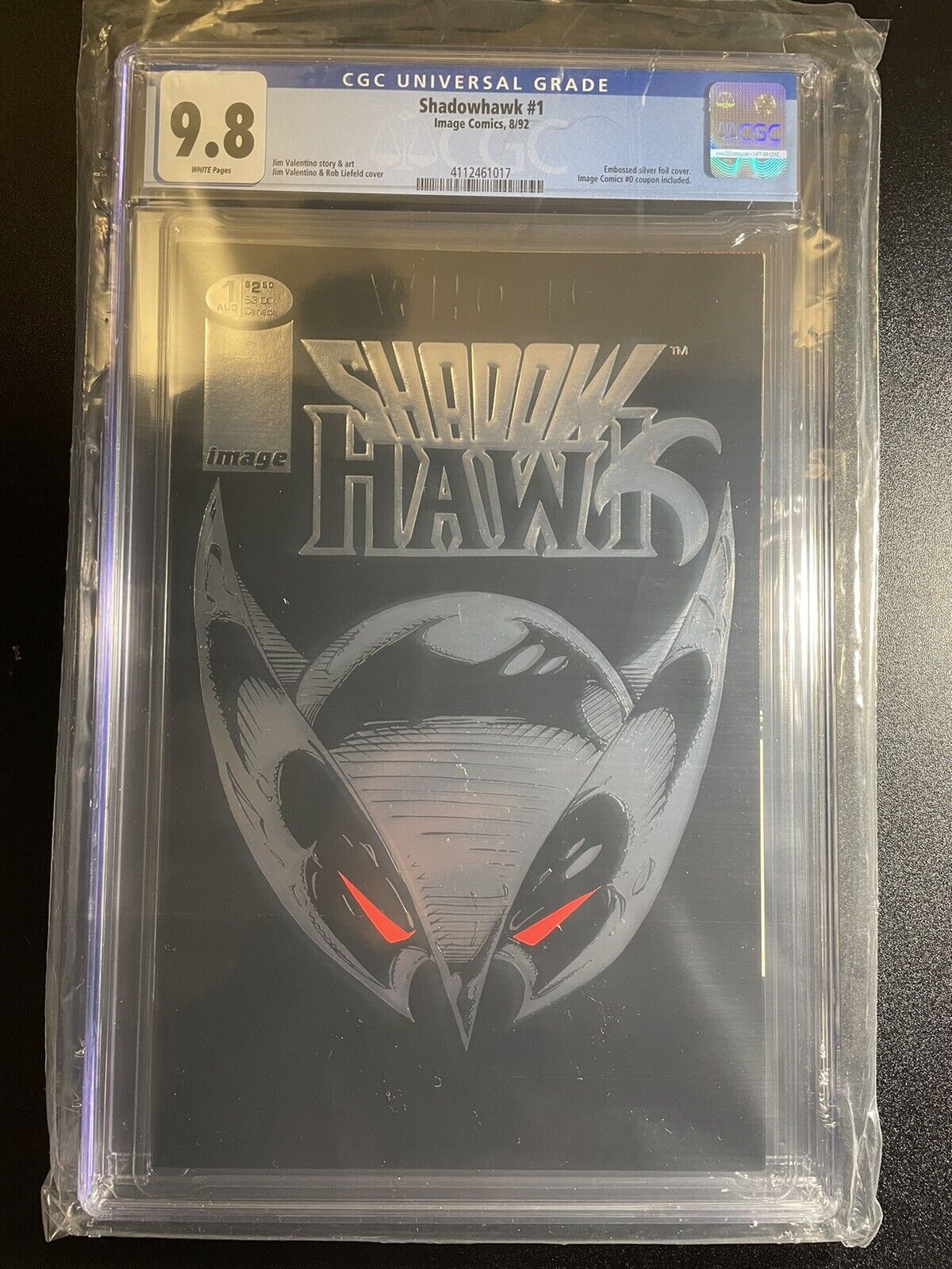 Shadowhawk #1 CGC 9.8 Image 1992 Valentino embossed foil cover