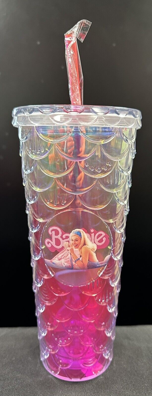 Barbie Tall 9” Tumbler Travel Cup with Straw NEW