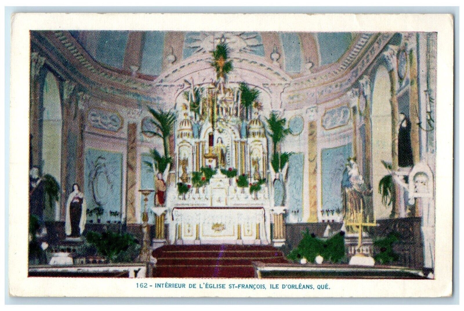 c1930's Interior of Church St. Francois Ile D' Orleans Canada Postcard