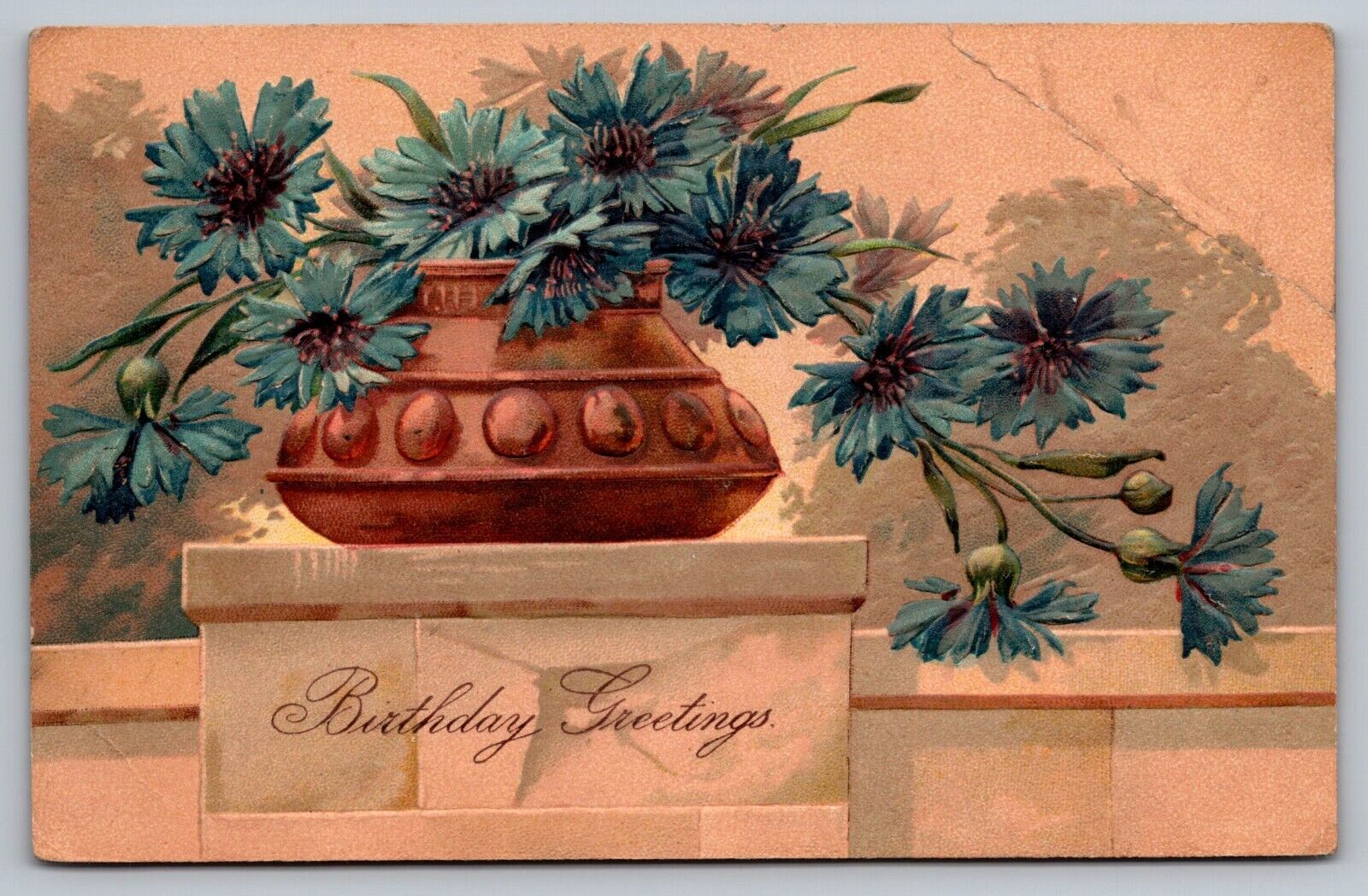 Birthday Greetings Antique Embossed German Postcard Early 1900s