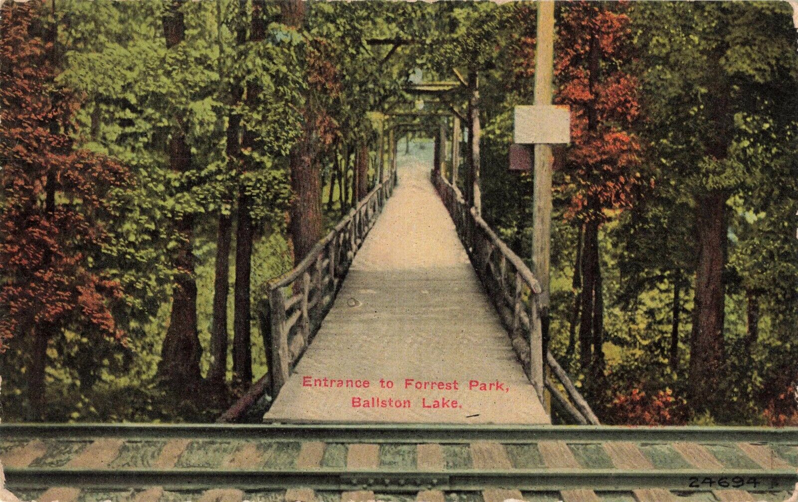 Entrance to Forrest Park, Ballston Lake, New York NY - 1911 Vintage Postcard