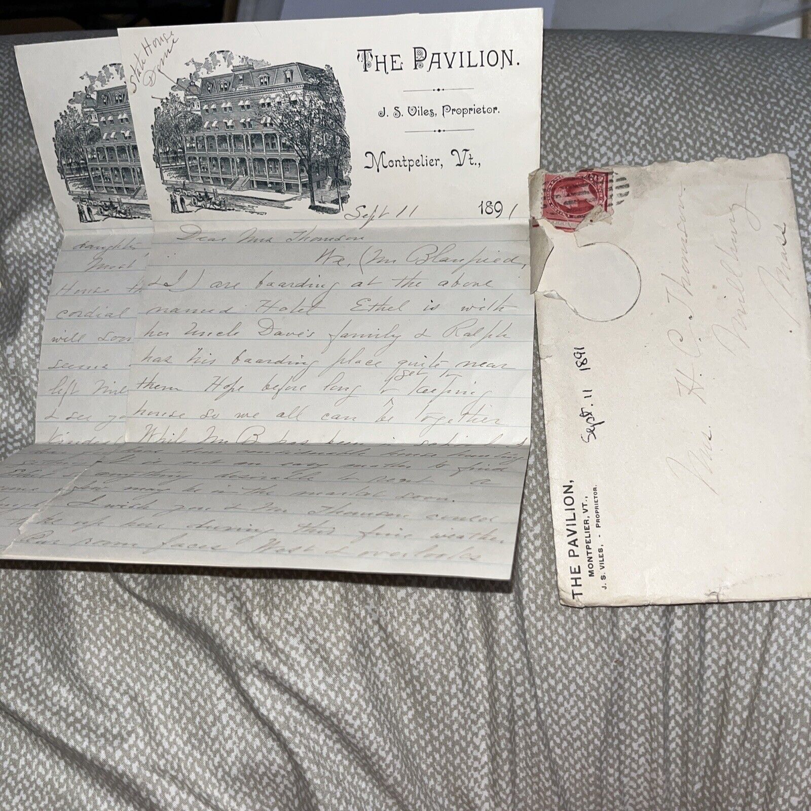 Antique 1939 Letter Hotel Terry Letterhead Fremont Nebraska NE History