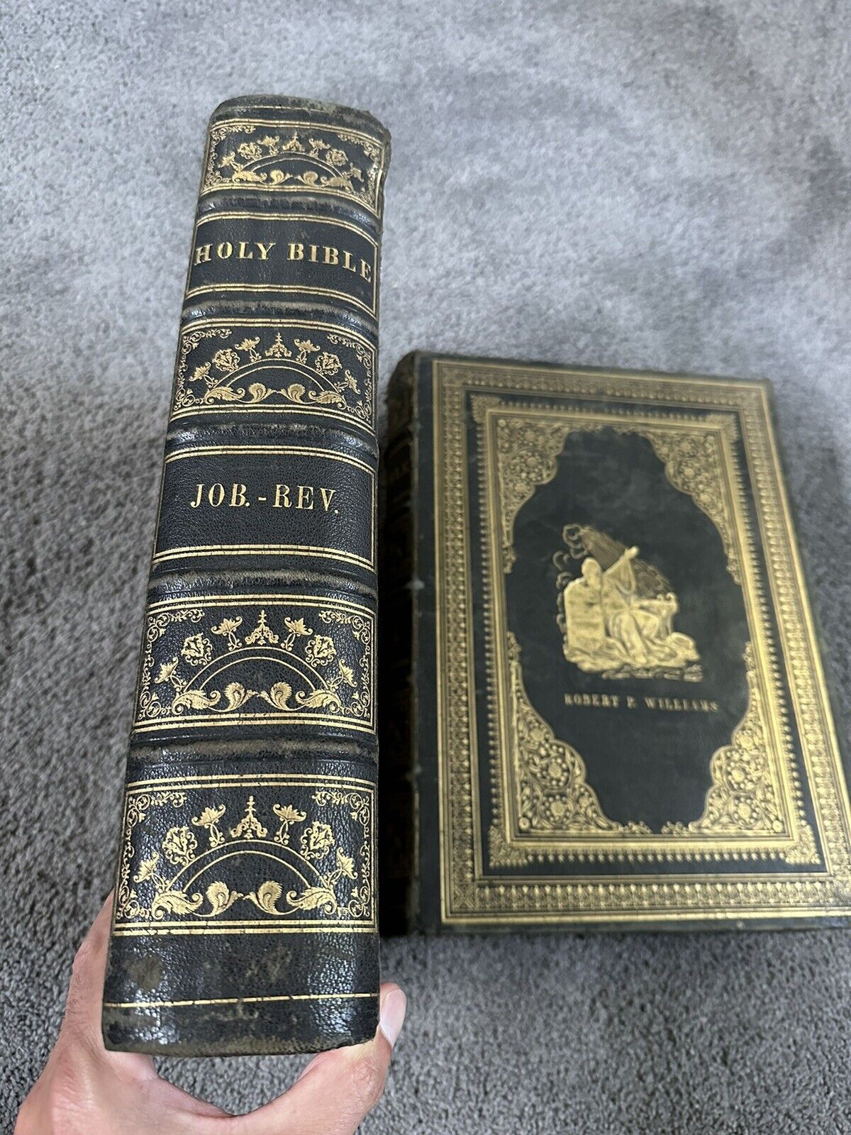 Rare Antique 2 Folio Volumes Of Old & New Testament Holy Bibles - Engravings