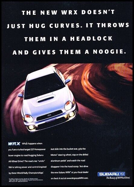 2001 Subaru WRX Original Advertisement Car Print Ad D89