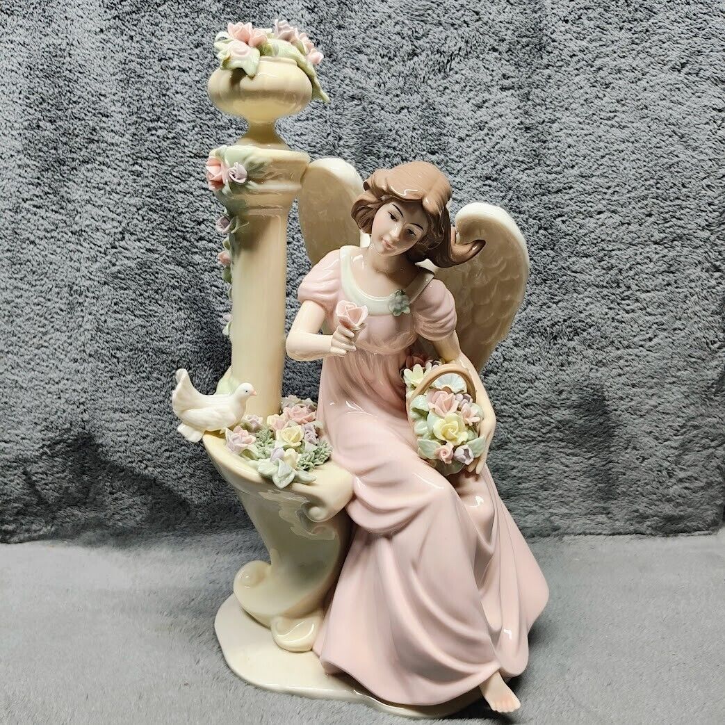 O\'Well Grandeur Noel Collector\'s Edition Porcelain Angel Sitting Flower Basket