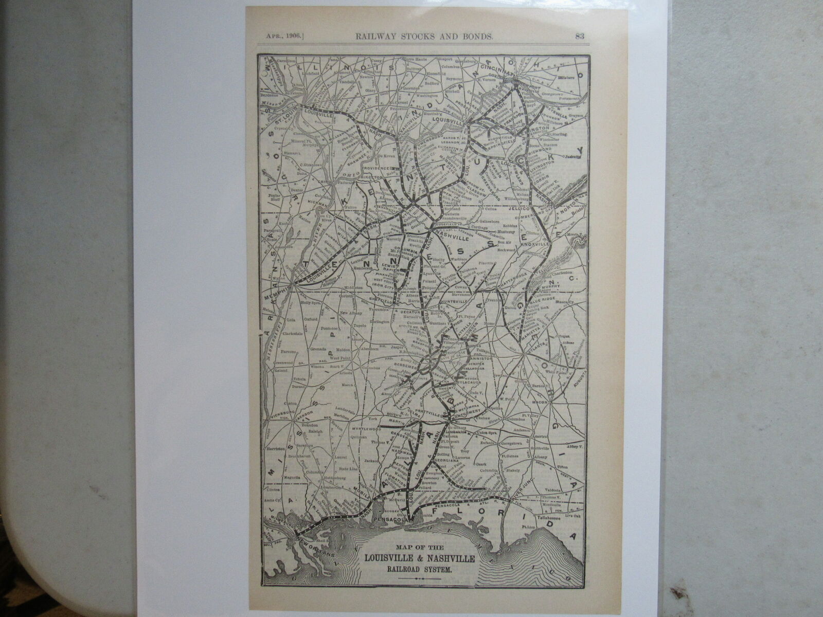 Original map of the Louisville & Nashville Railroad System ~ 1906