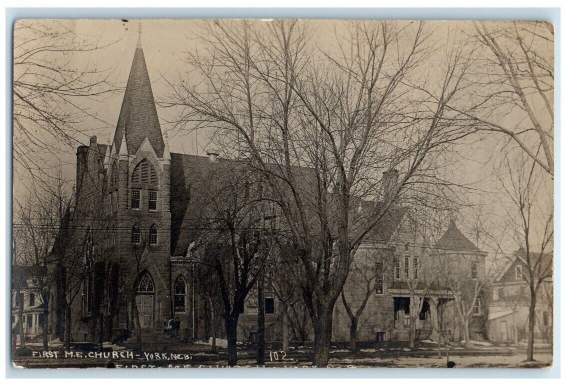 c1910's First Methodist Episcopal Church View York NE RPPC Photo Postcard