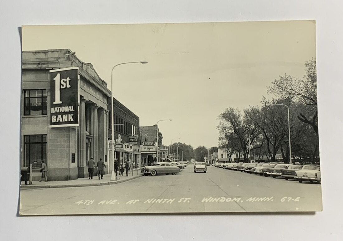 RPPC 4th Ave at Ninth St. Windom, Minnesota Real Photo Postcard Street view