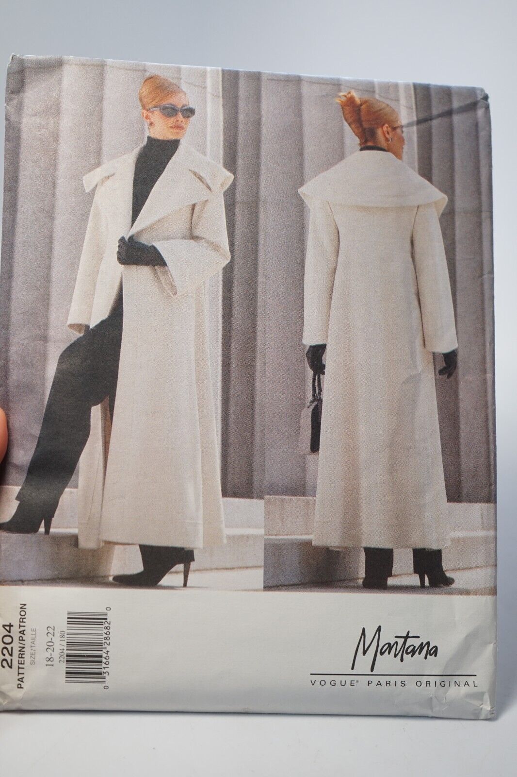 Vogue Paris Original Montana coat pattern 2204, sizes 18-20-22, uncut
