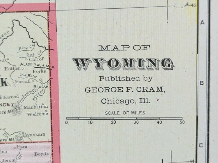 Vintage 1901 WYOMING Map 22