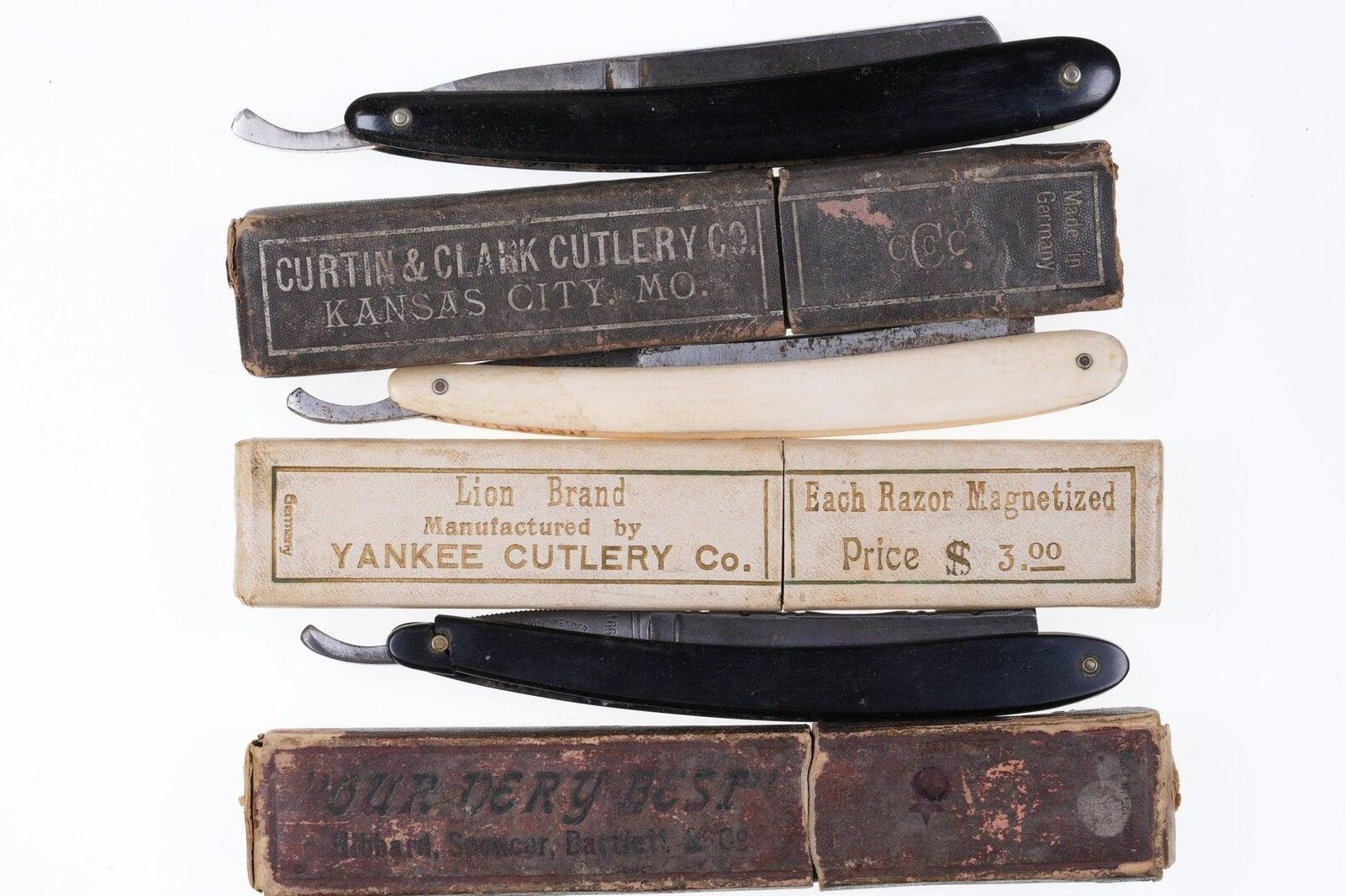 3 Antique straight razors