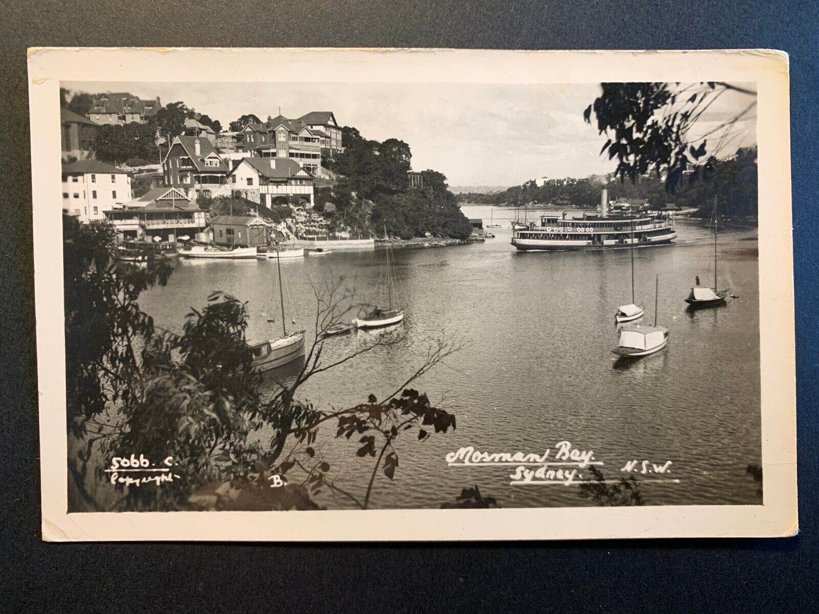 RPPC Postcard Mosman Bay Sydney Australia - Passenger Steamer - Sailboats