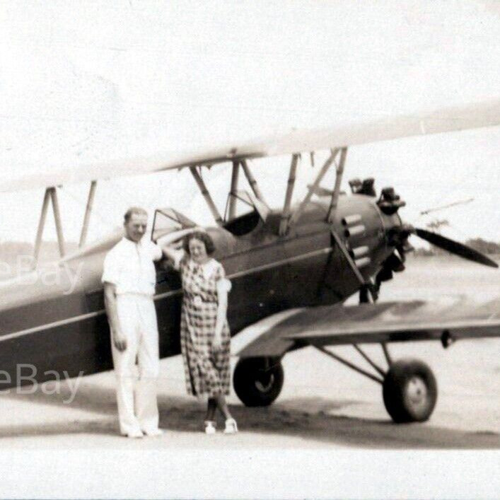 Vintage 1940s Woman Man Airplane Preparing For The Flight Photograph