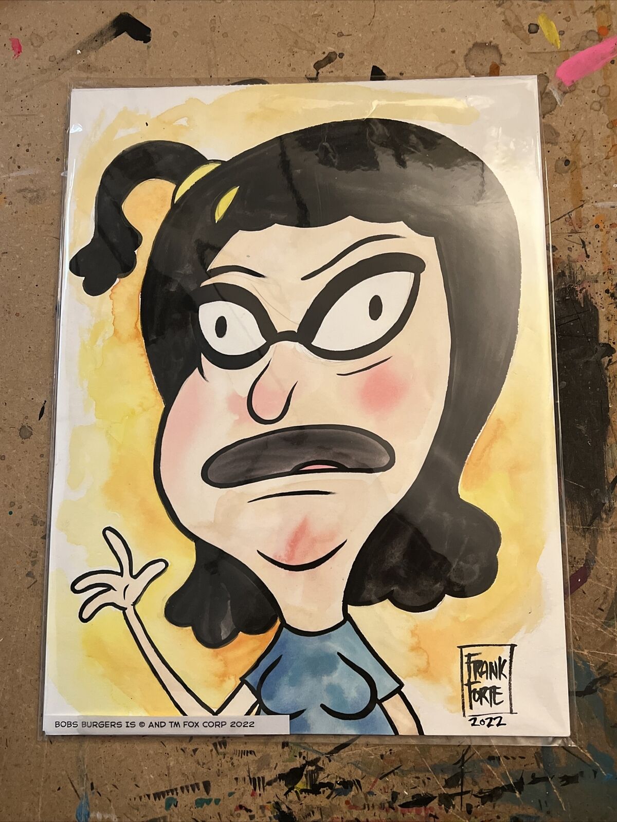 Tina Belcher Bobs Burgers Watercolor Painting Art comic drawings By Frank Forte