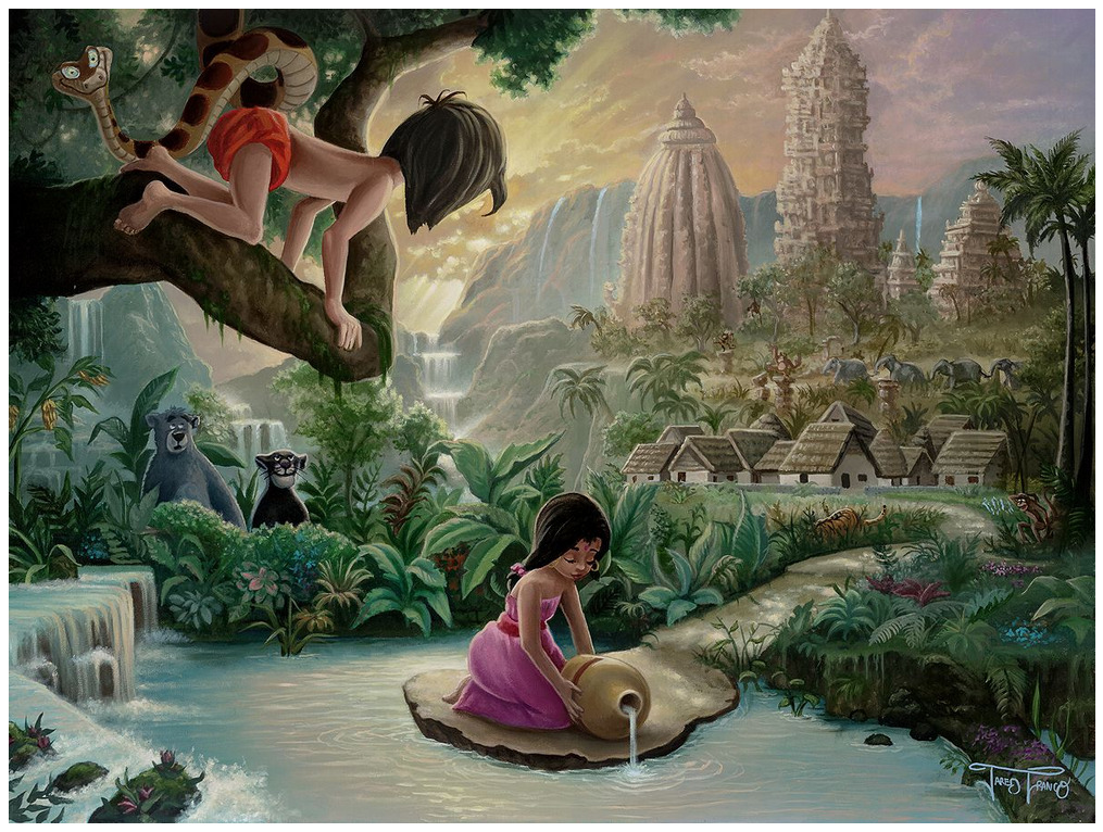 Disney Fine Art Limited Edition Canvas Mowgli's Neighborhood-Jared Franco