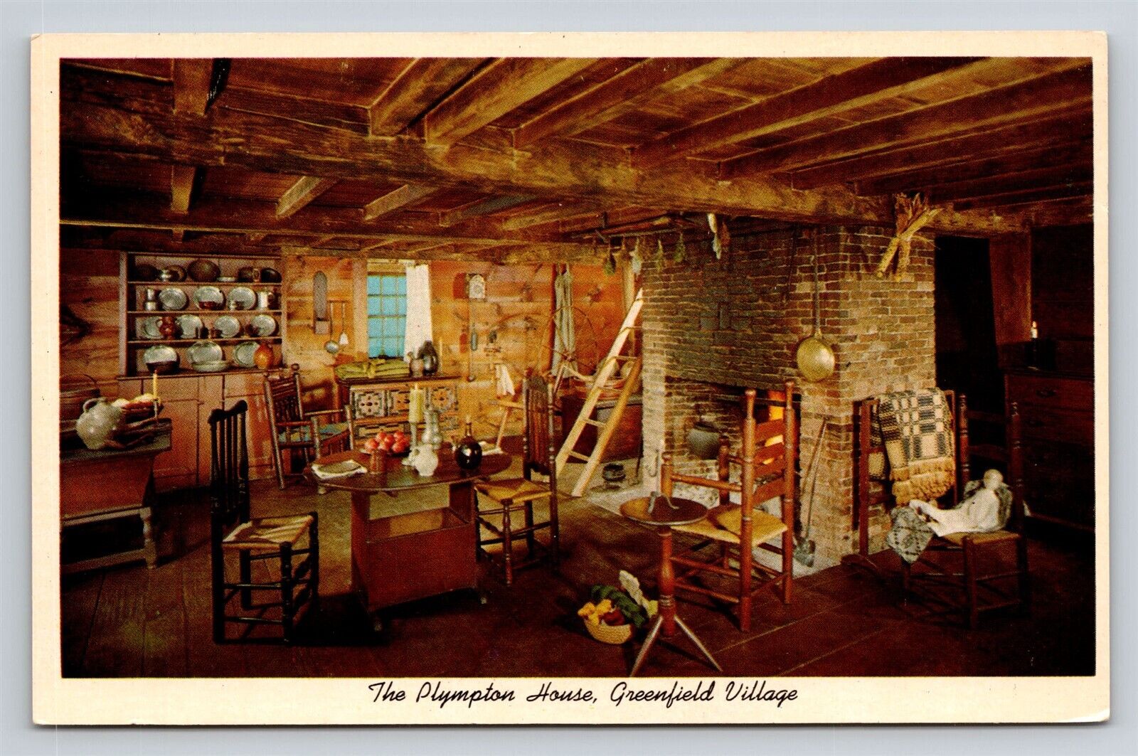 Greenfield Village The Plympton House Museum Interior Dearborn MI Vtg Postcard