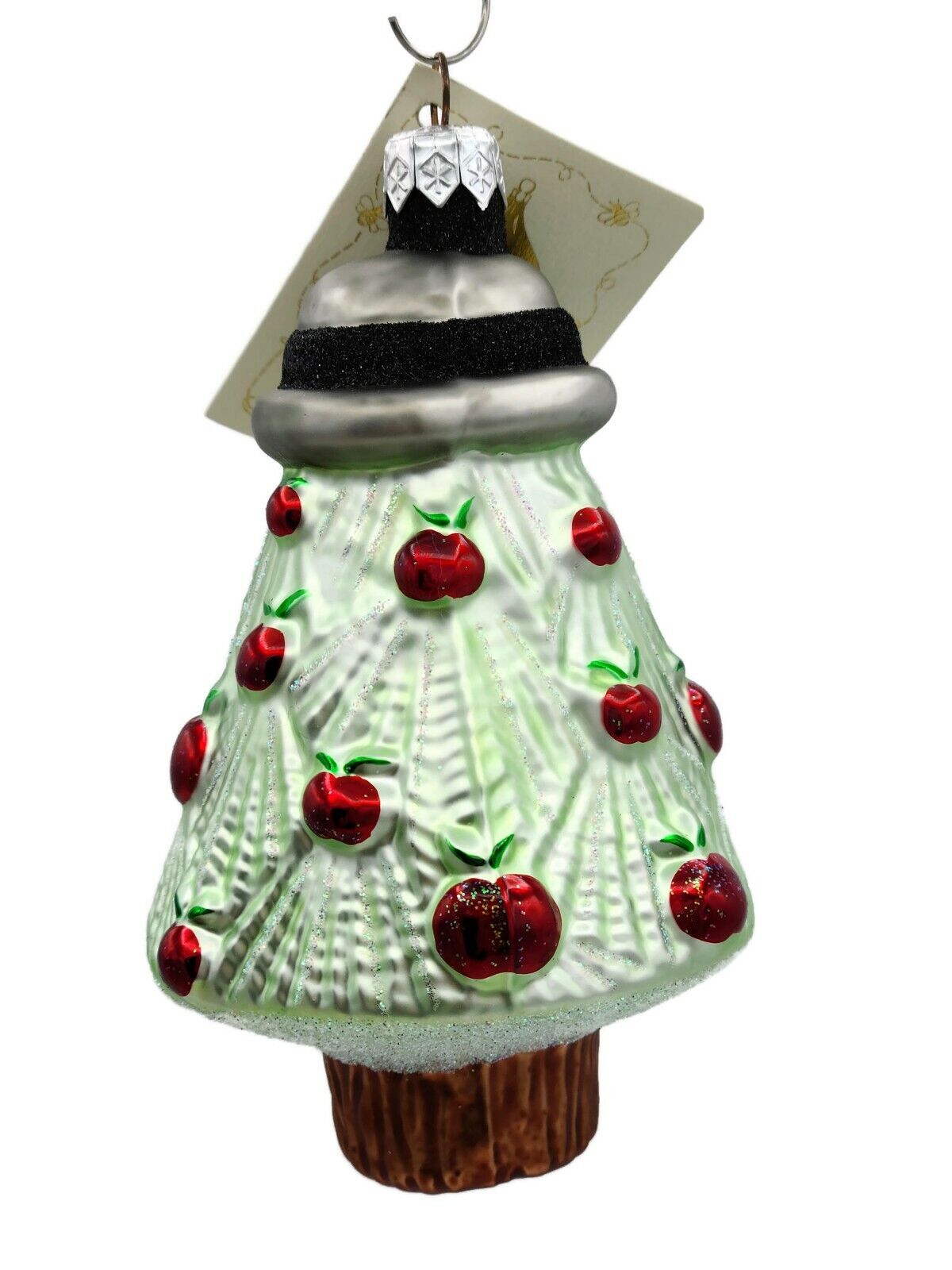 Patricia Breen Renes Tree Black Band Glittered Bottom Christmas Holiday Ornament
