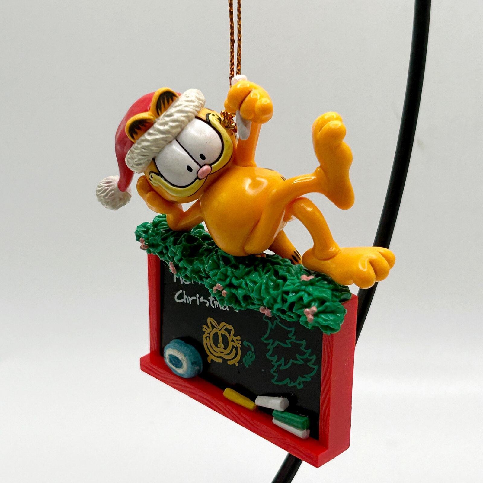 Garfield Chalkboard 1996 Merry Christmas Ornament Paws Cat Santa Hat