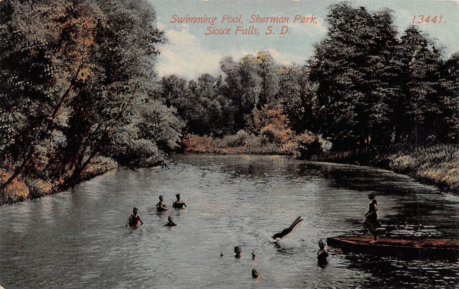 Sioux Falls SD South Dakota Sherman Park Swimming Pool Postcard 5225